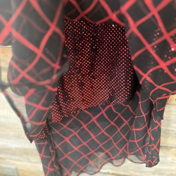 NWT Virgo Asymmetrical Diamond Sheer Overlay Sequined  Midi Short Sleeve Dress - Picture 4 of 6